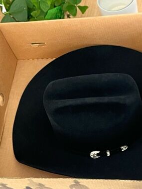 Stetson Black Felt Cowboy Hat with Silver Trim in original box.